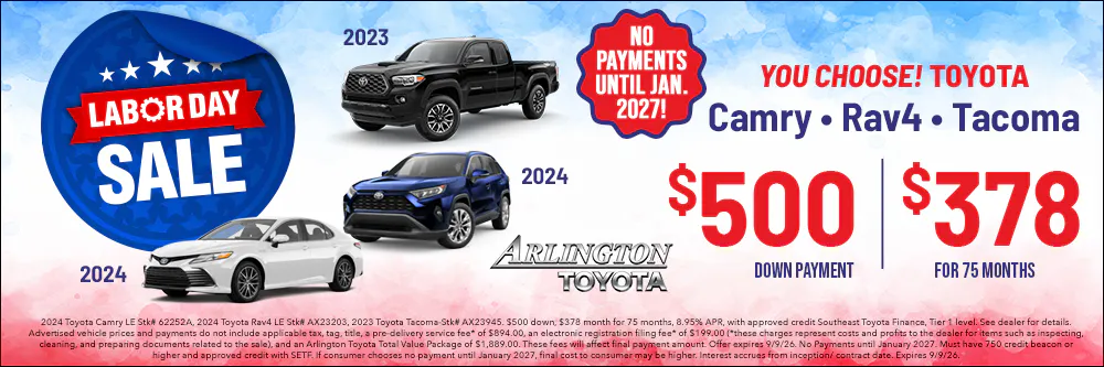 Labor Day Used Cam Rav4 Tacoma | Arlington Toyota
