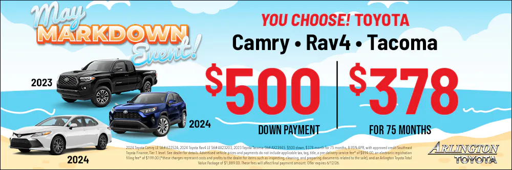May Used Car Camry Rav4 Tacoma | Arlington Toyota