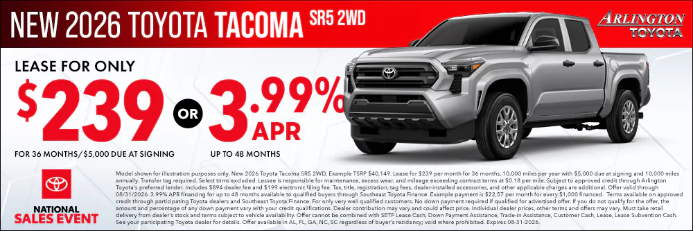 August New Car Tacoma | Arlington Toyota