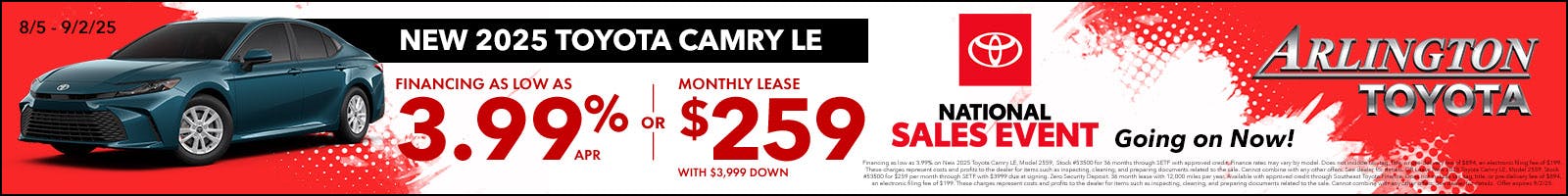 August National Sales Event Camry