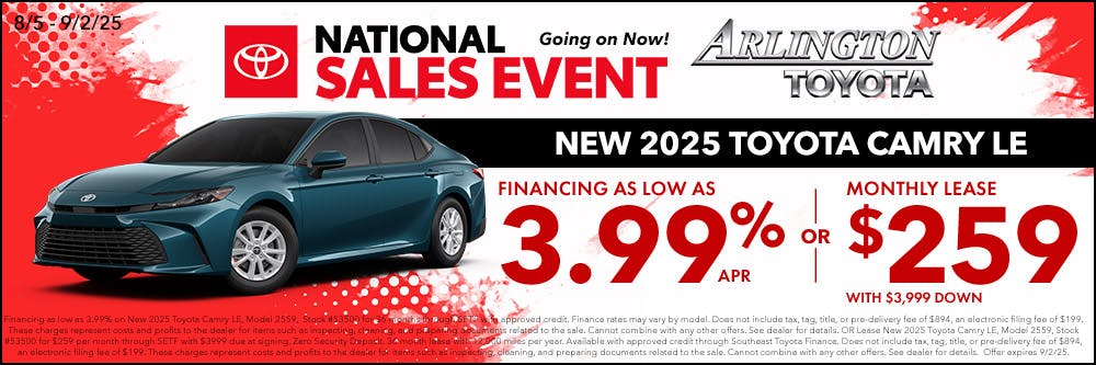 August National Sales Event Camry | Arlington Toyota