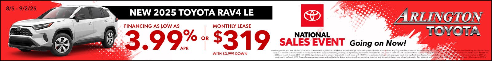 August National Sales Event Rav4