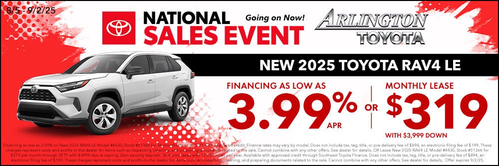 August National Sales Event Rav4 | Arlington Toyota