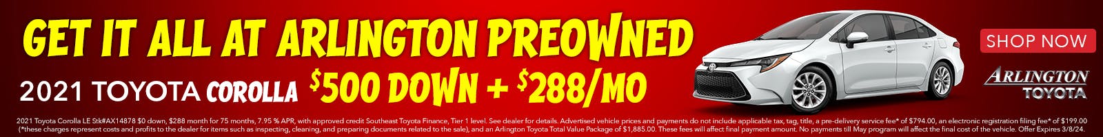 Preowned Corolla – Feb | Arlington Toyota