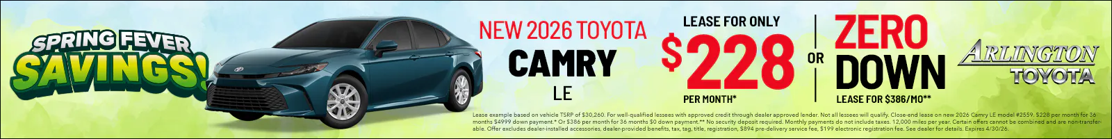 Camry New Car April