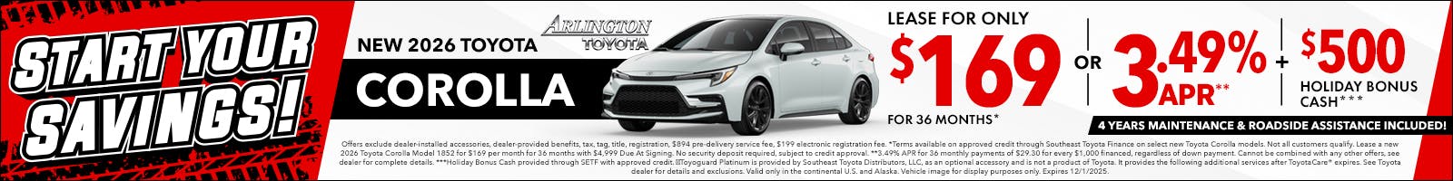 Start Your Savings Corolla