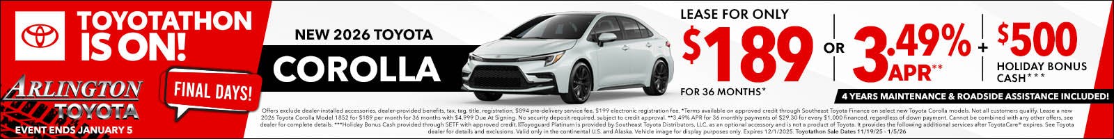 Final Days Toyotathon 2026 Corolla