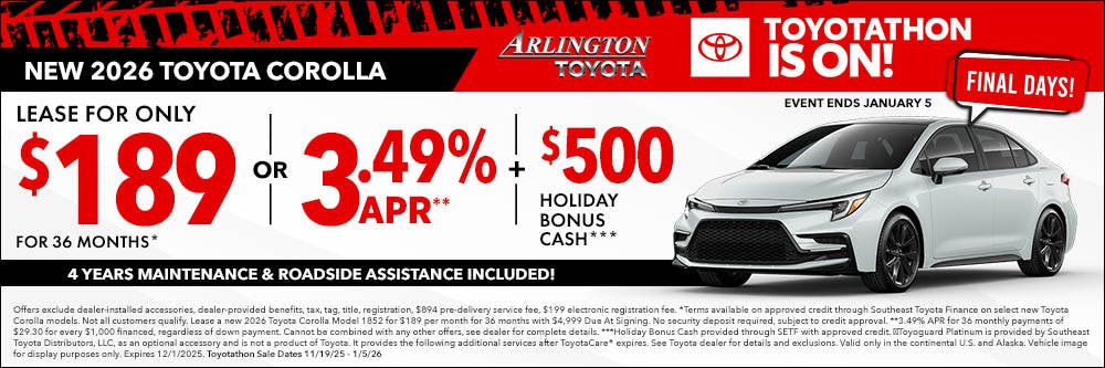 Final Days Toyotathon 2026 Corolla | Arlington Toyota