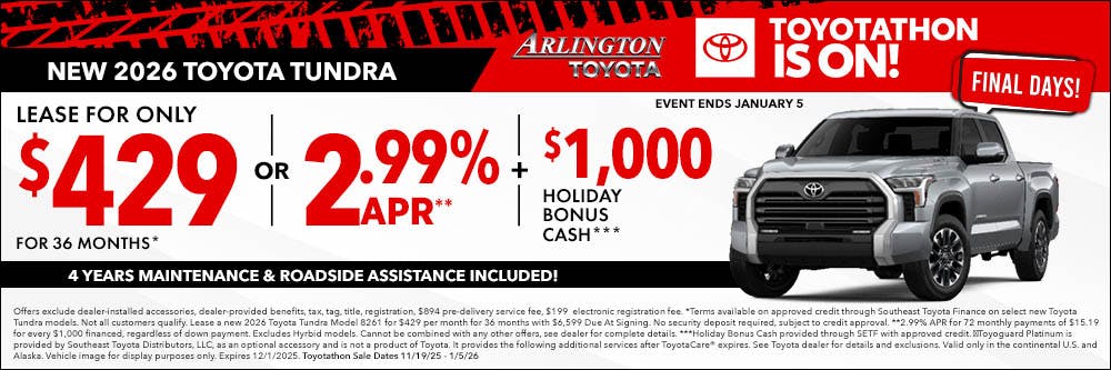 Final Days Toyotathon Tundra offer | Arlington Toyota