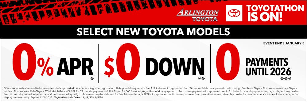 Toyotathon zero percent offer | Arlington Toyota