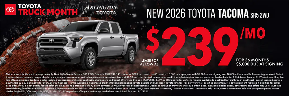 New Truck Month Tacoma Oct 2026 | Arlington Toyota