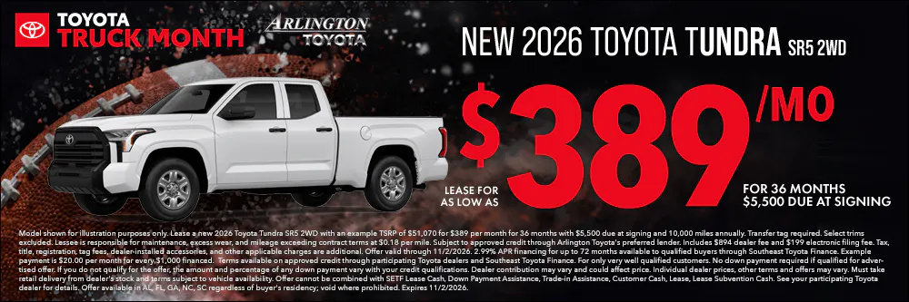 New Truck Month Tundra October 2026 | Arlington Toyota