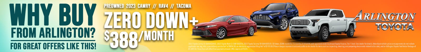 Zero down Camry | Arlington Toyota