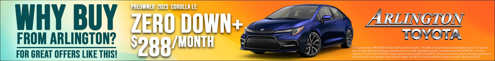 Zero down Corolla | Arlington Toyota