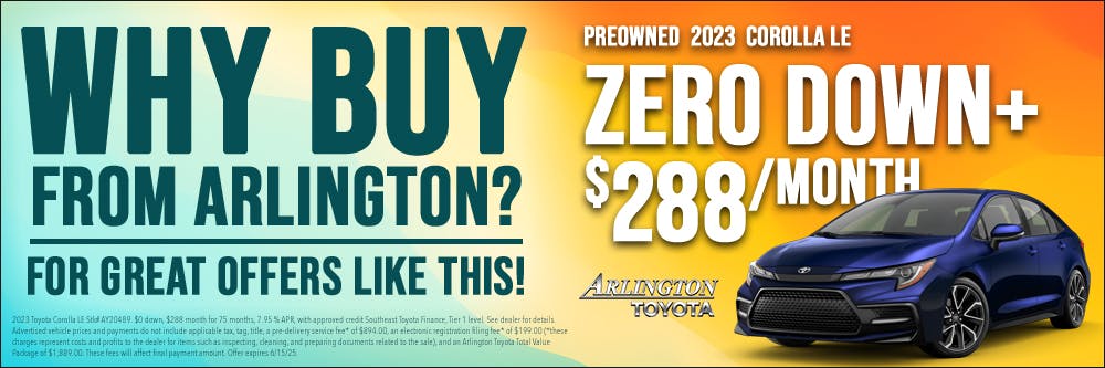 Zero down Corolla | Arlington Toyota