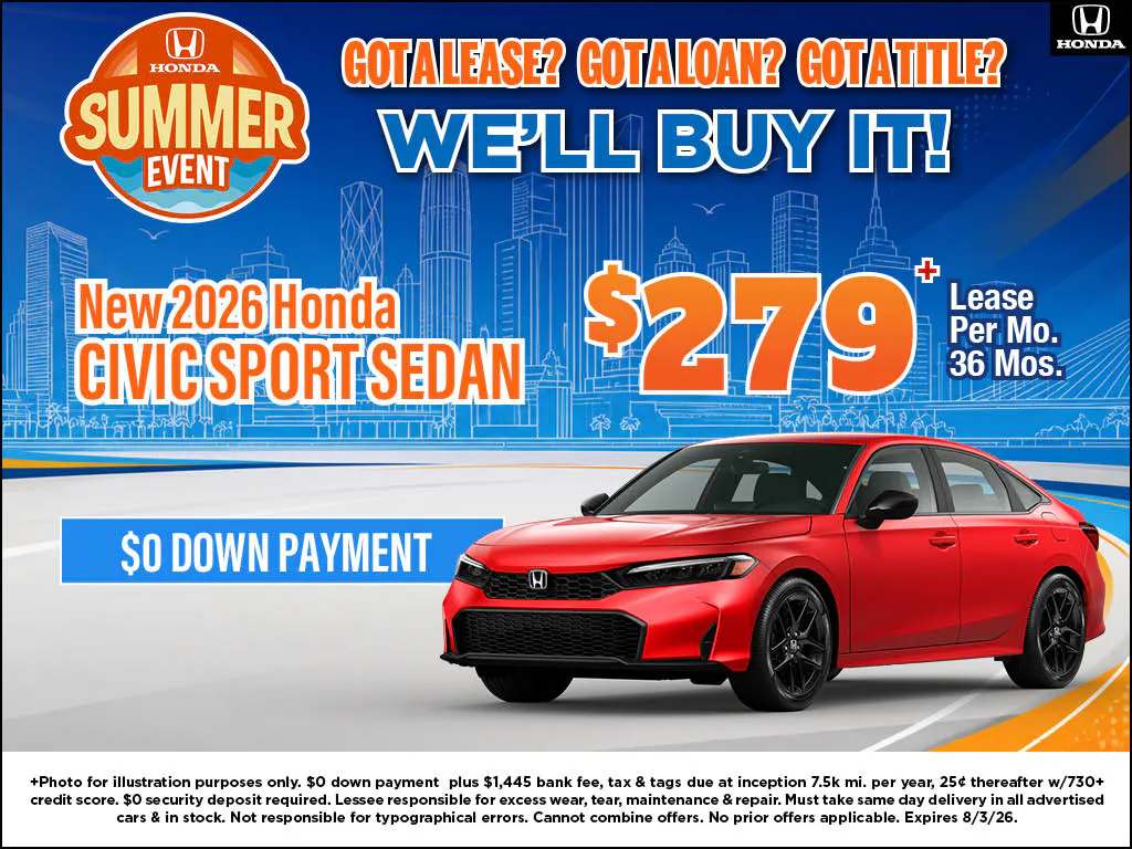 New 2026 Honda Civic Sport Sedan | Atlantic Honda