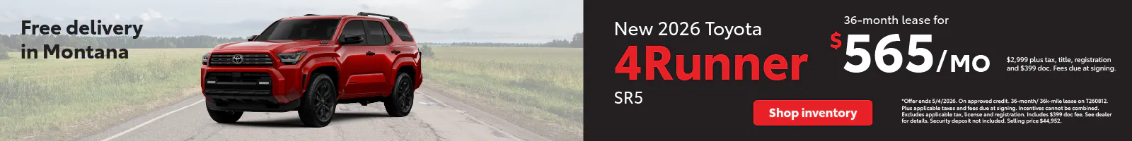 4Runner Lease April | Toyota of Bozeman