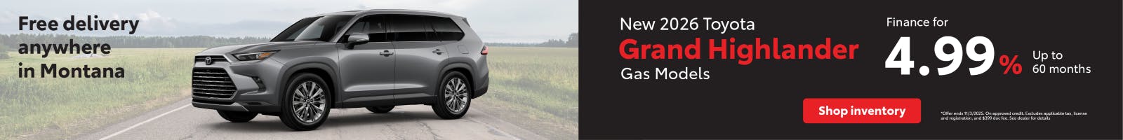 Grand Highlander APR October | Toyota of Bozeman