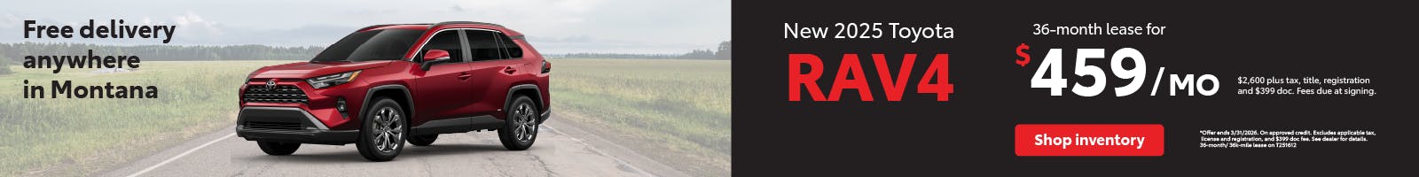 rav4 lease March | Toyota of Bozeman