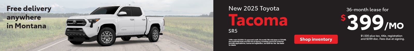 Tacoma Lease December | Toyota of Bozeman
