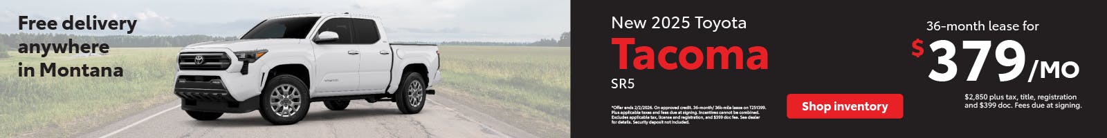 Tacoma Lease January | Toyota of Bozeman