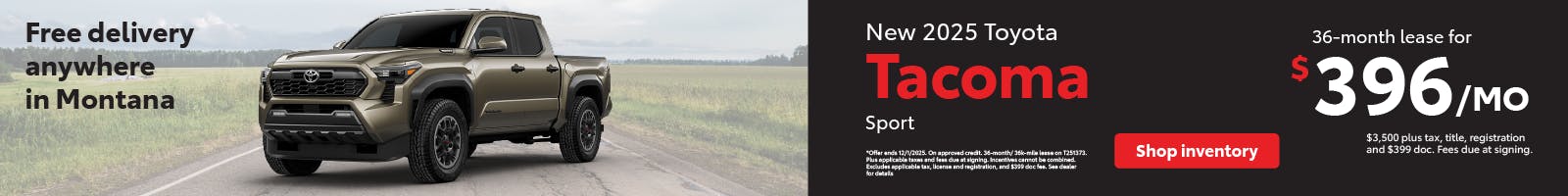 Tacoma Lease November | Toyota of Bozeman