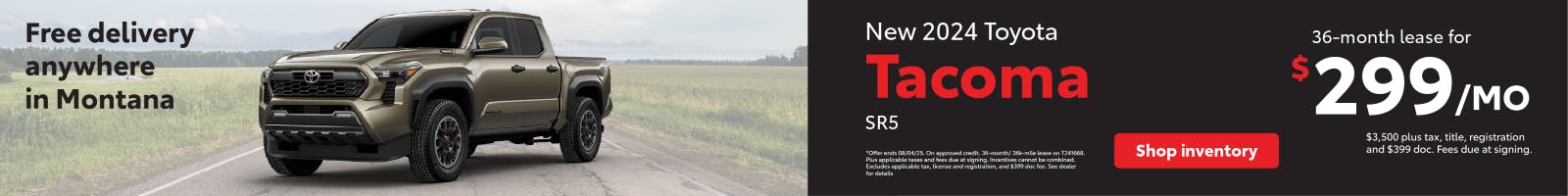 Tacoma lease July | Toyota of Bozeman