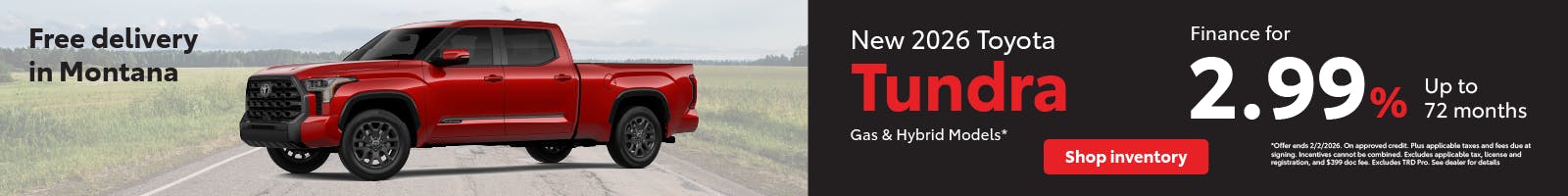 Tundra APR Janury | Toyota of Bozeman