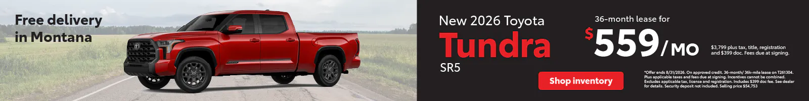 Tundra Lease August | Toyota of Bozeman