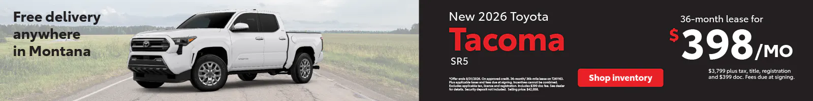 Tacoma lease August | Toyota of Bozeman