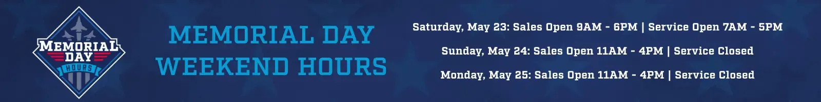 Memorial Day Hours