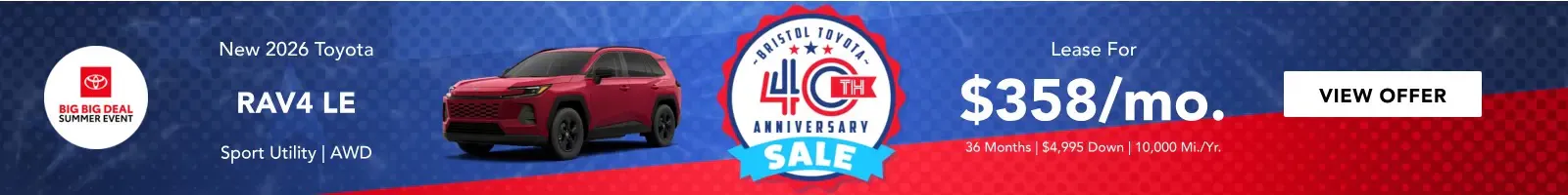 New 2026 Toyota RAV4 LE – July Lease Offer