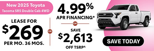 New 2025 Toyota Tacoma SR5 Double Cab 4WD | Canobie Lake Toyota