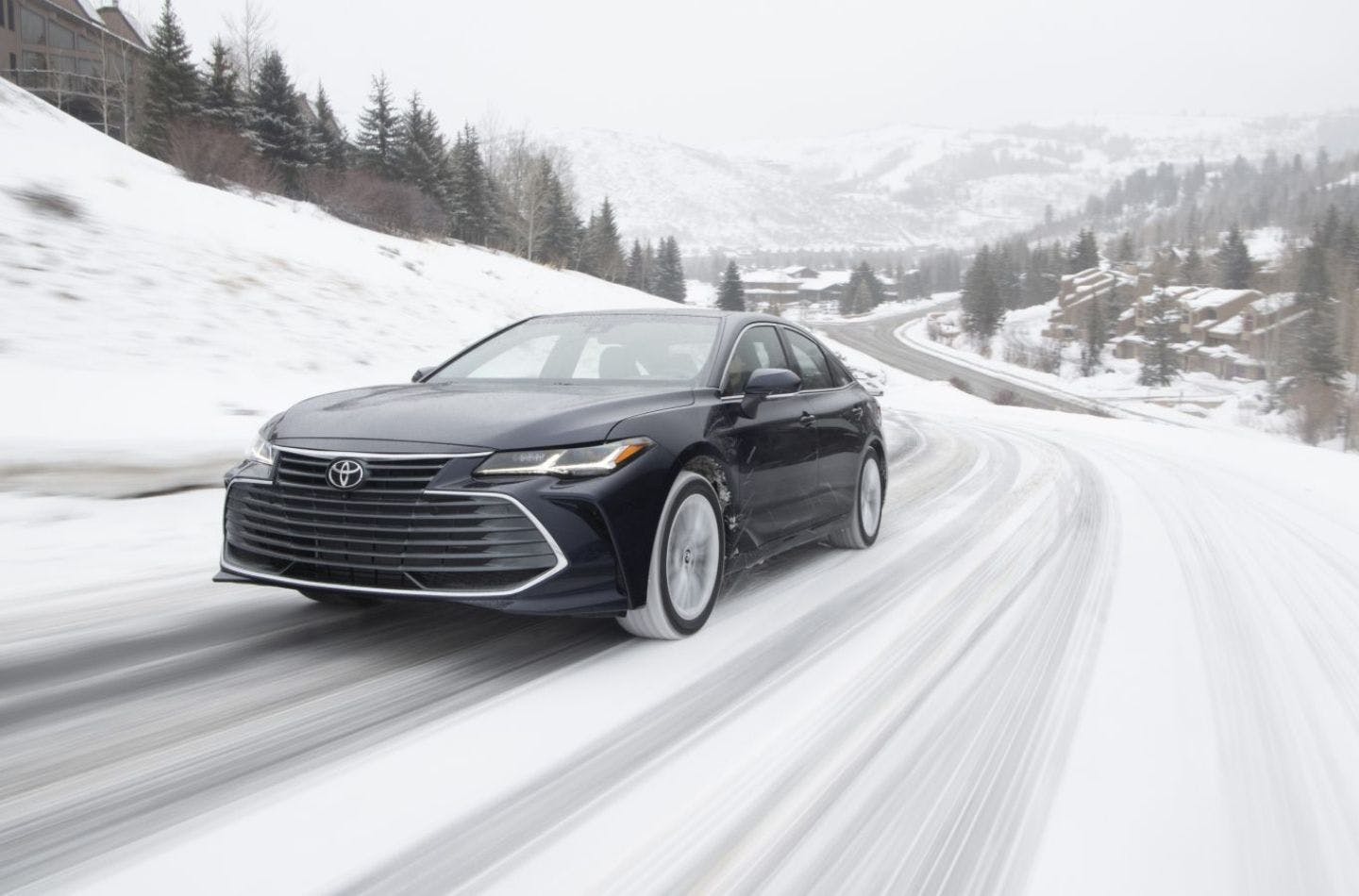 Toyota driving on snow covered road