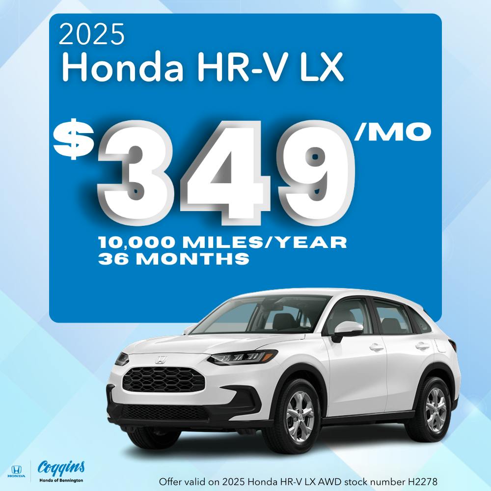 2025 Honda HR-V Lease | Coggins Honda of Bennington
