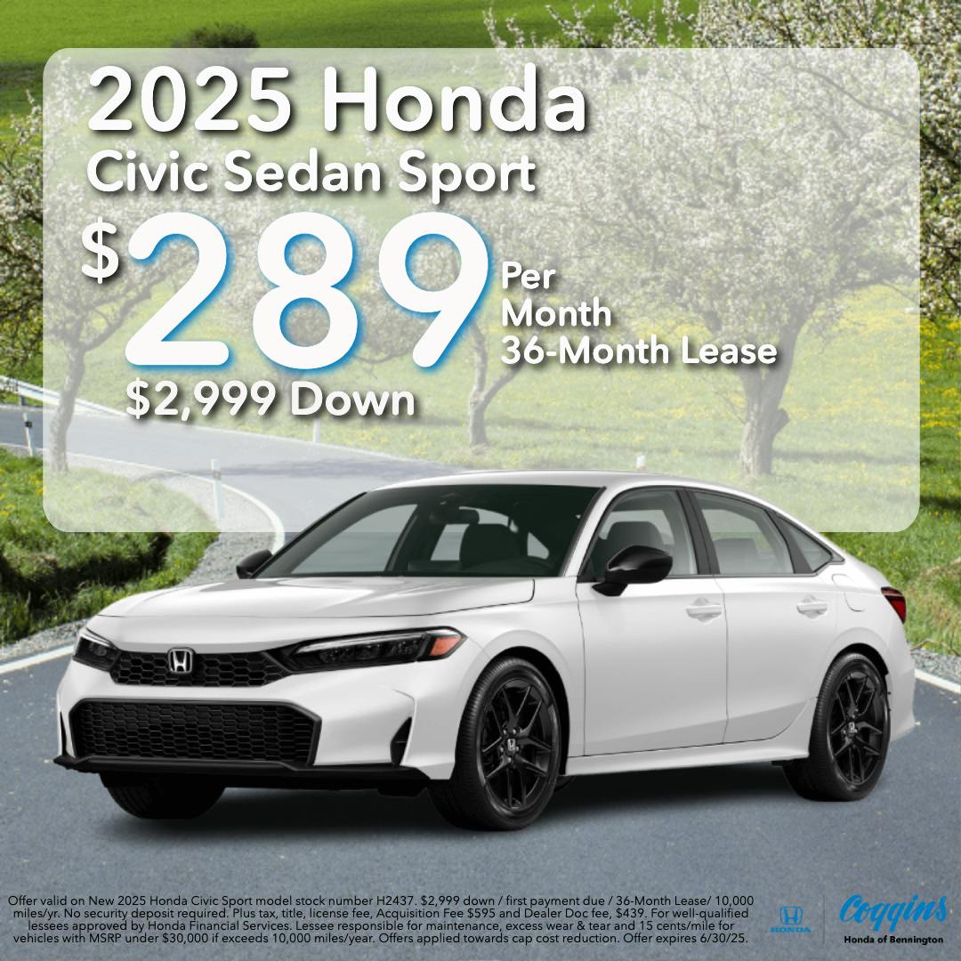 2025 Honda Civic Lease | Coggins Honda of Bennington