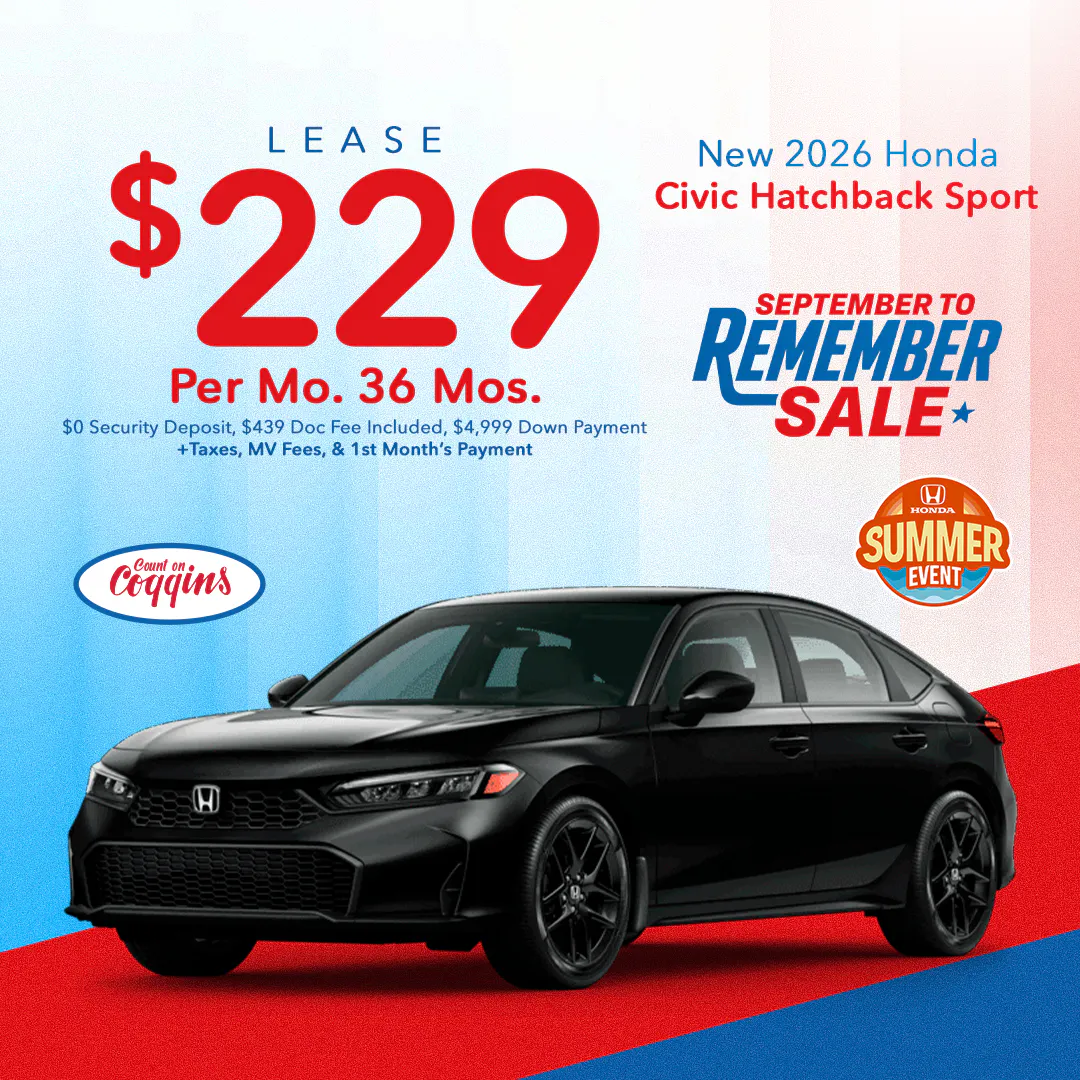 2026 Honda Civic Hatchback Lease | Coggins Honda of Bennington