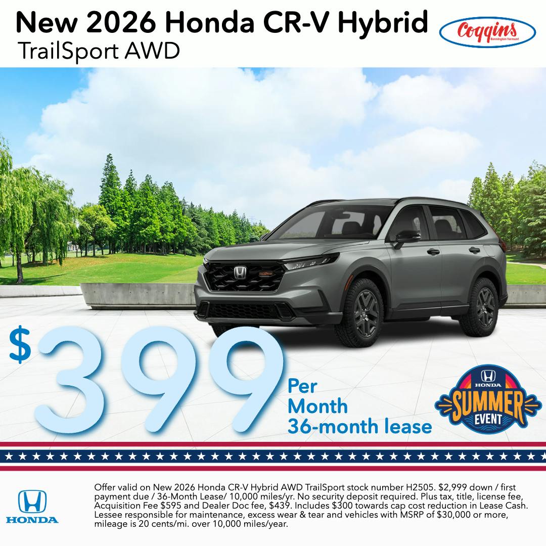 2026 Honda CR-V Hybrid Lease | Coggins Honda of Bennington
