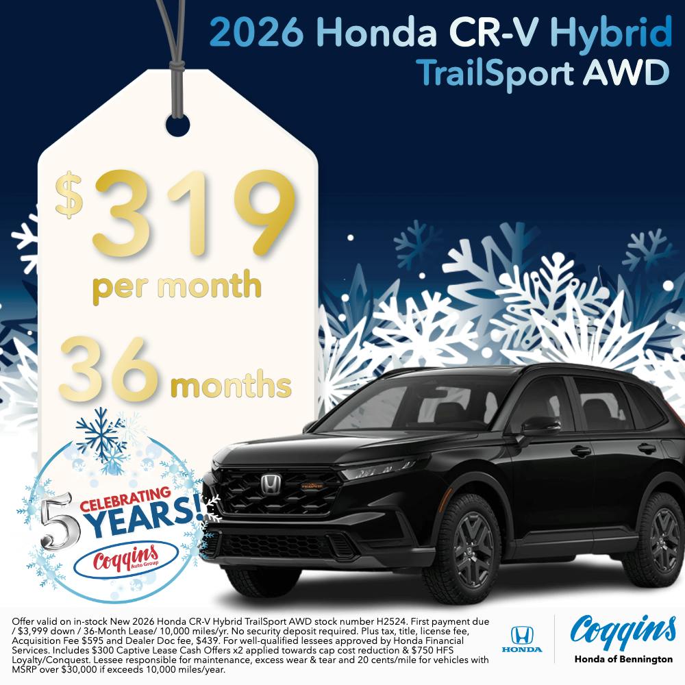 2026 CR-V Hybrid Lease | Coggins Honda of Bennington
