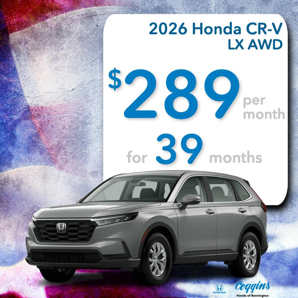 2026 Honda CR-V Lease | Coggins Honda of Bennington