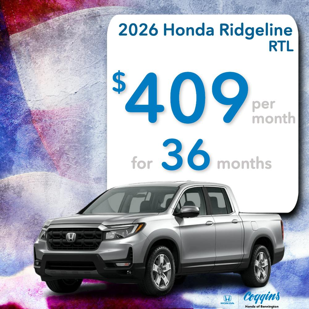 2026 Ridgeline Lease | Coggins Honda of Bennington