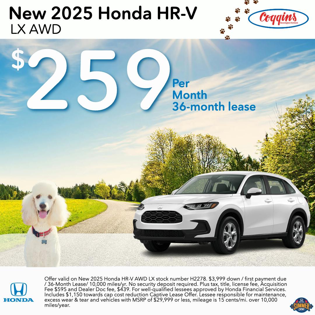 2025 Honda HR-V Lease | Coggins Honda of Bennington