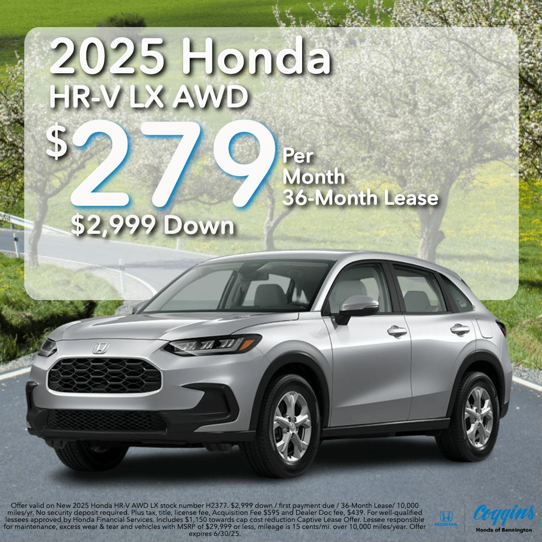 2025 Honda HR-V Lease | Coggins Honda of Bennington