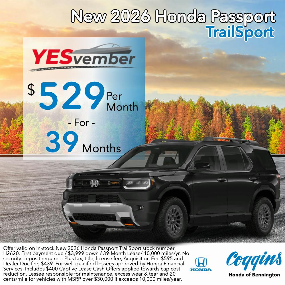 2026 Honda Passport Lease | Coggins Honda of Bennington