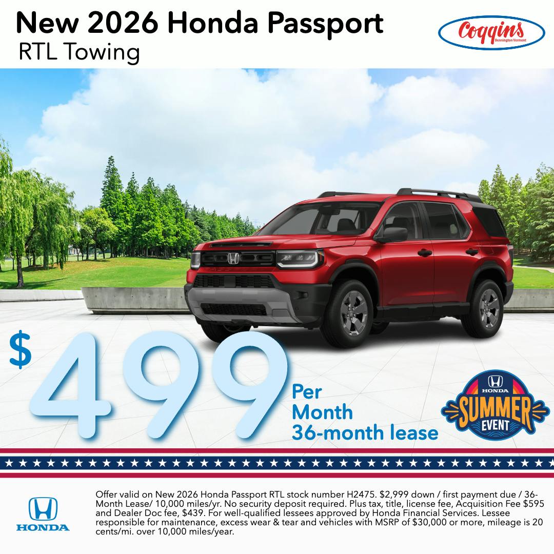 2026 Passport Lease | Coggins Honda of Bennington