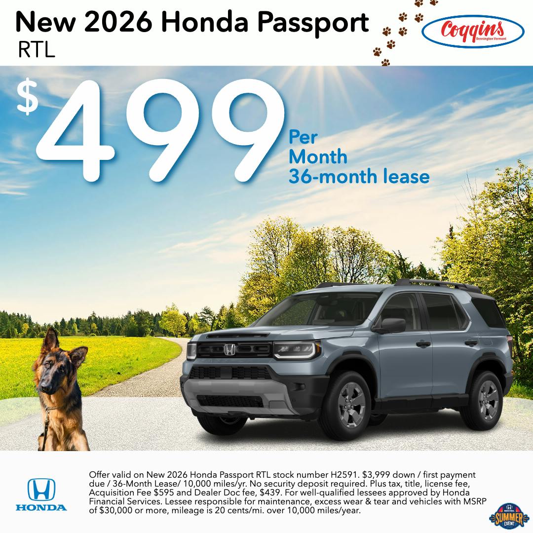 2026 Passport Lease | Coggins Honda of Bennington