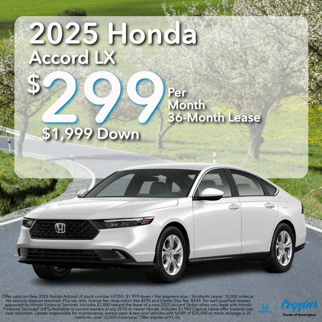 2025 Honda Accord Lease | Coggins Honda of Bennington