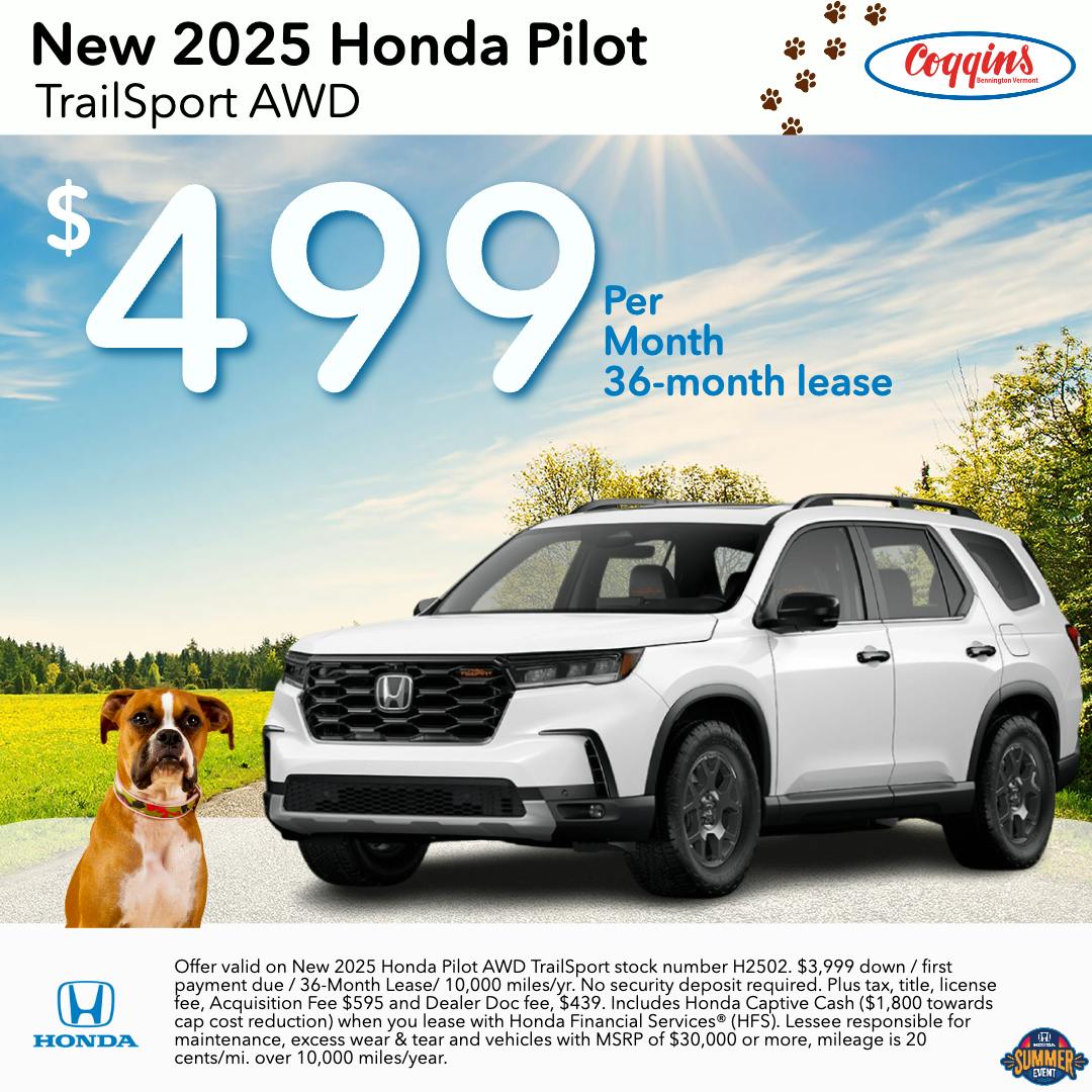 2025 Honda Pilot Lease | Coggins Honda of Bennington