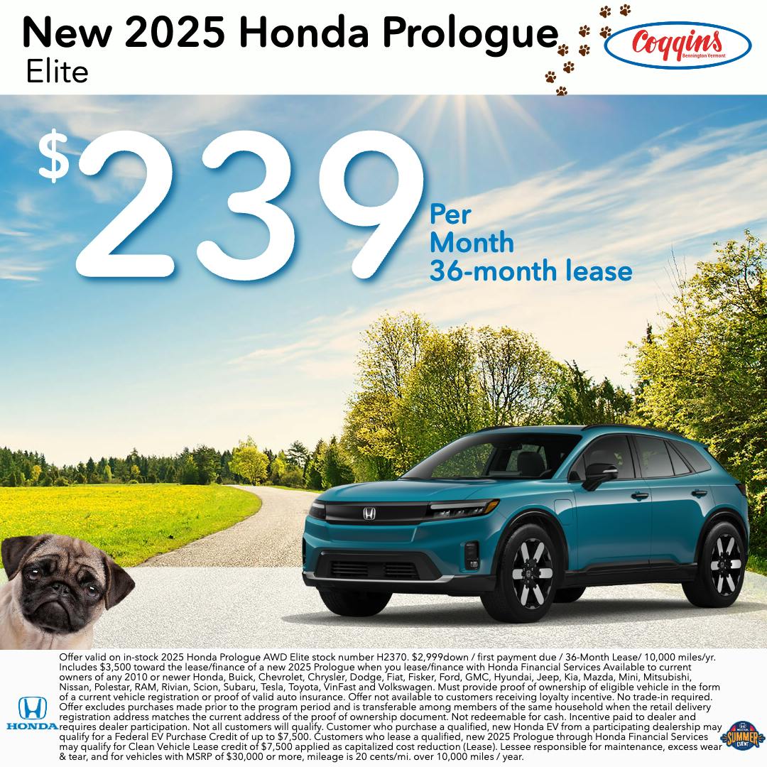 2025 Prologue Lease | Coggins Honda of Bennington