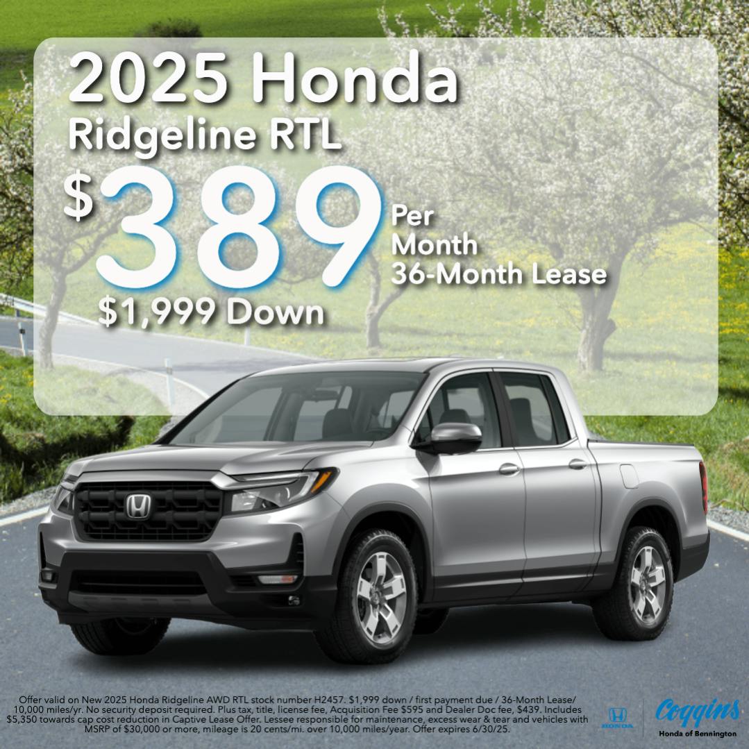 2025 Ridgeline Lease | Coggins Honda of Bennington